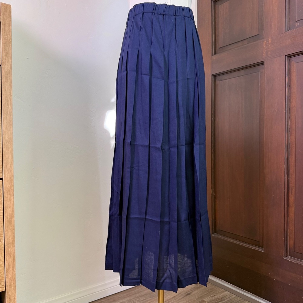 Marisa Christina Classic Pleated Skirt Maxi 1980s Cottagecore | Navy | Medium